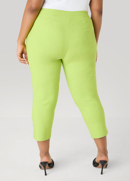 Ashley Stewart Millennium Button Detail Capris Macaw Green