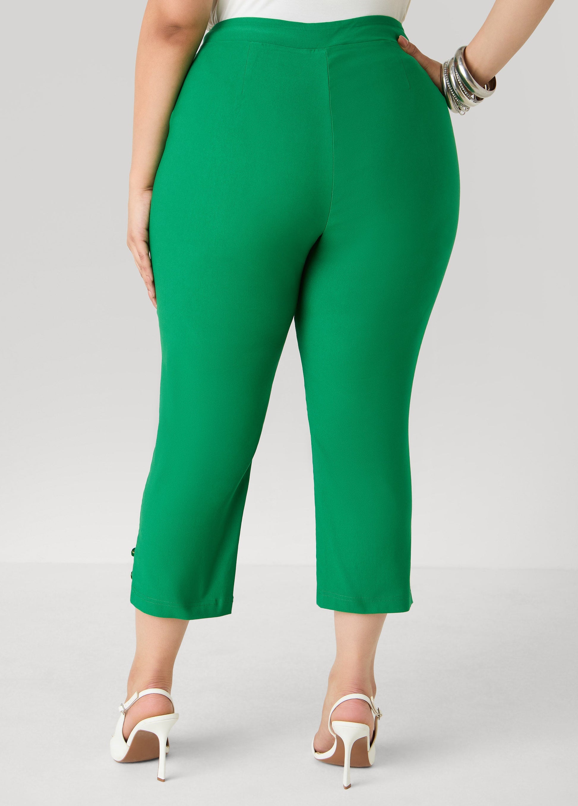 Ashley Stewart Millennium Button Accent Capris Amazon