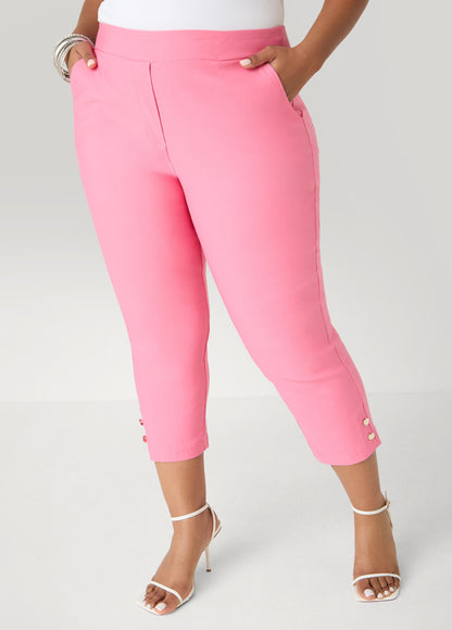 Ashley Stewart Millennium Button Detailed Capris Confetti