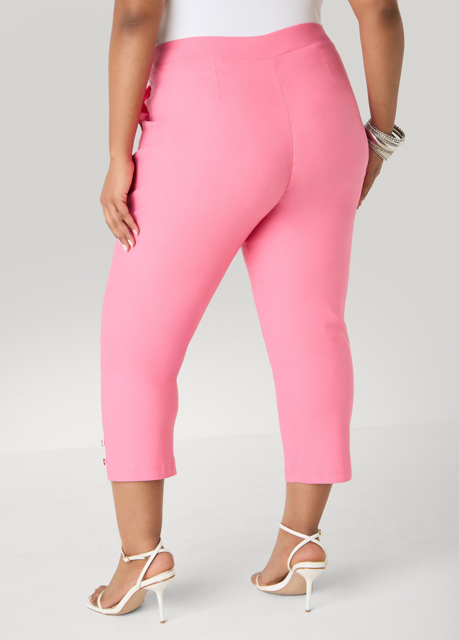 Ashley Stewart Millennium Button Detailed Capris Confetti