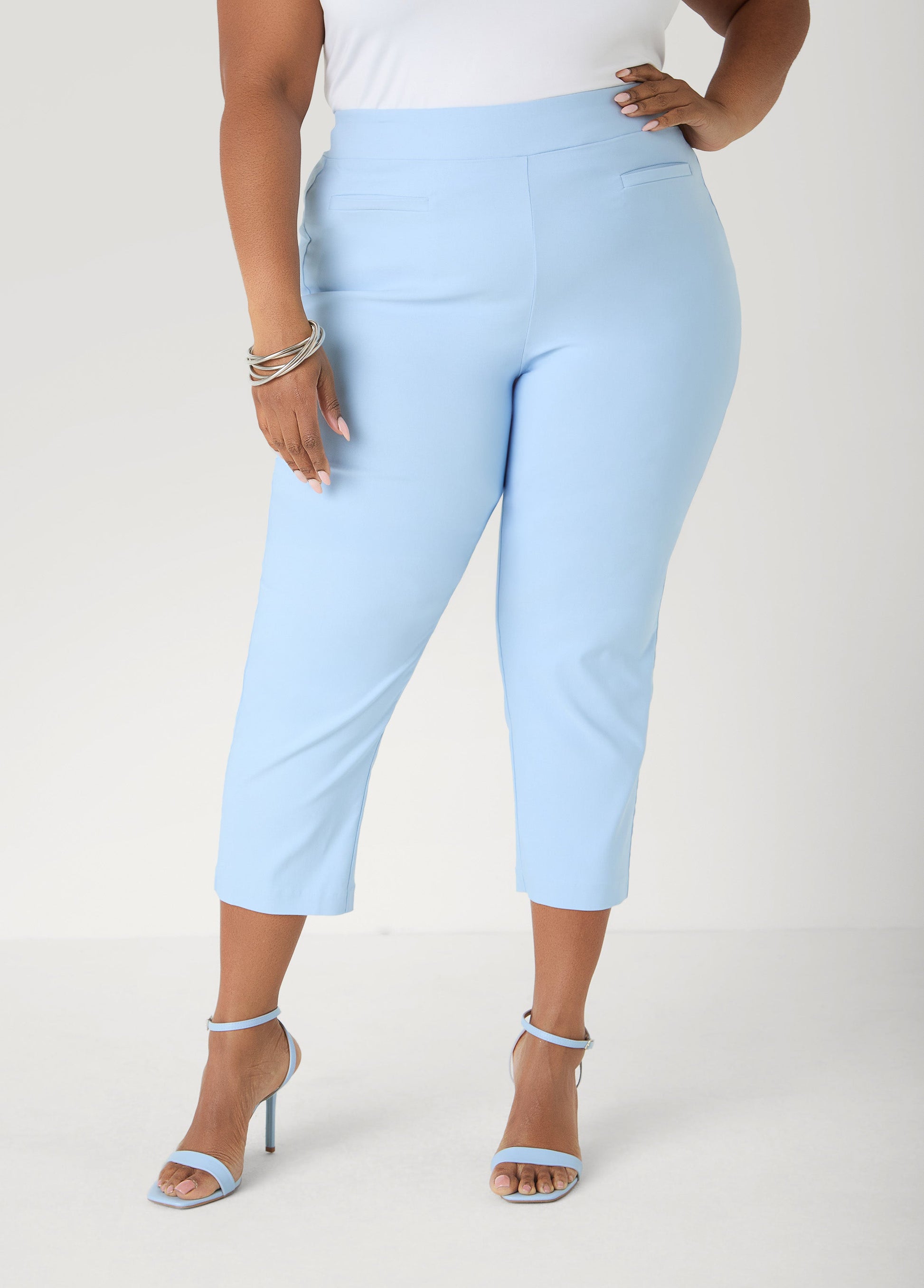 Ashley Stewart Millennium Twill Capris POWDER BLUE