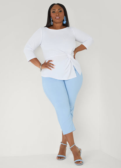 Ashley Stewart Millennium Twill Capris POWDER BLUE