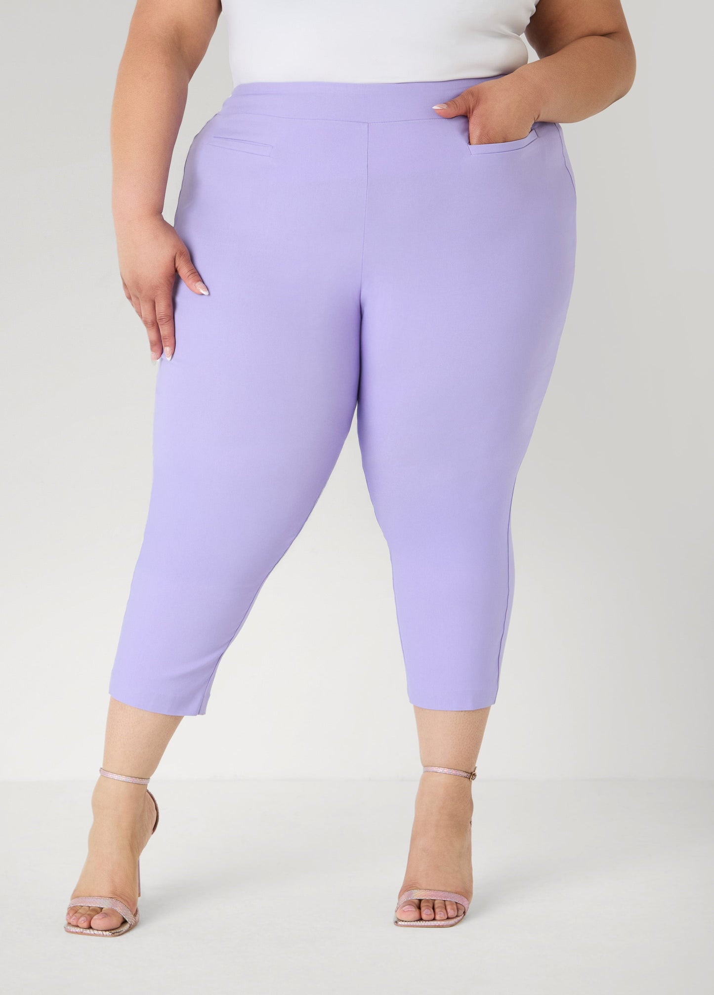Ashley Stewart Millennium Mid Rise Capris Violet Tulip