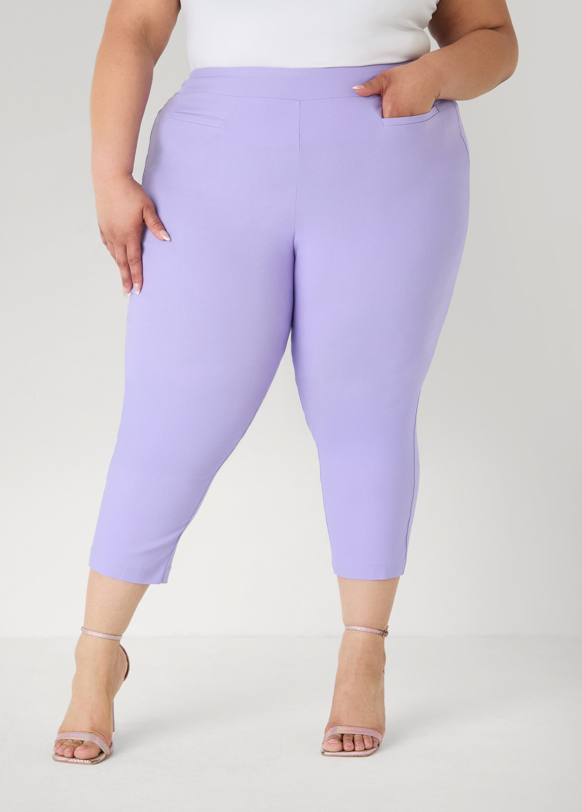 Ashley Stewart Millennium Mid Rise Capris Violet Tulip