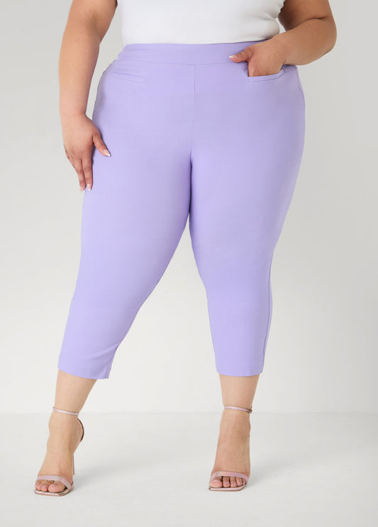 Ashley Stewart Millennium Mid Rise Capris Violet Tulip