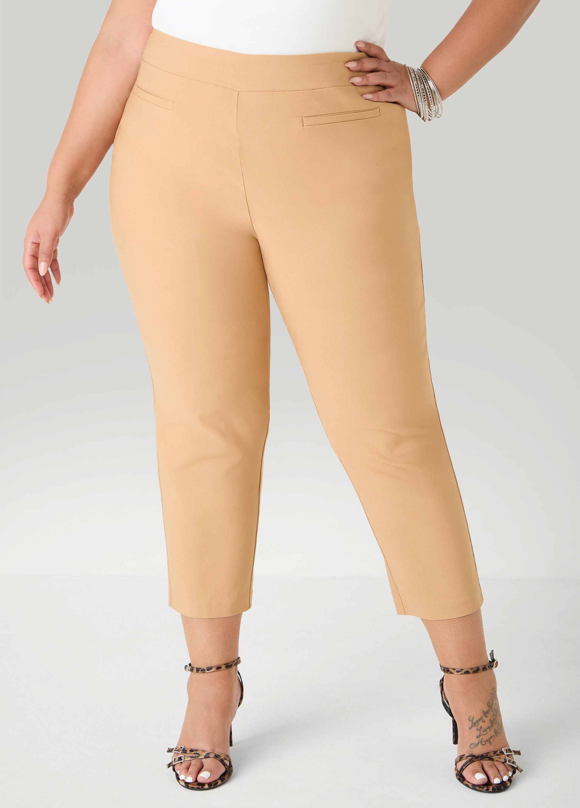 Ashley Stewart Millennium Pull On Capris Iced Coffee