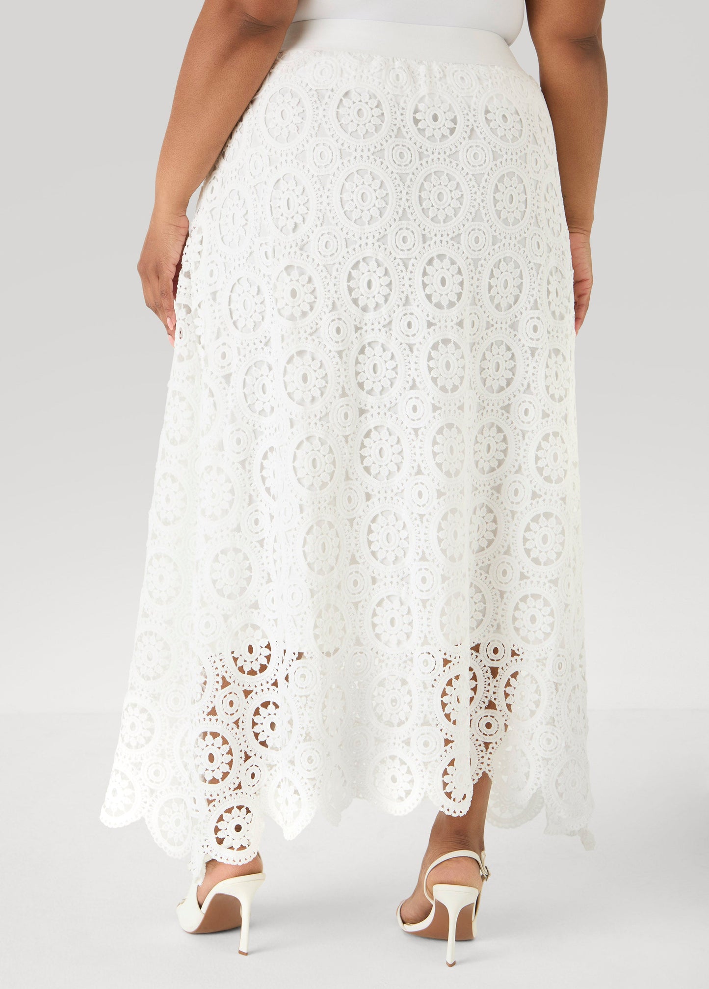 Ashley Stewart Crochet Maxi Skirt White