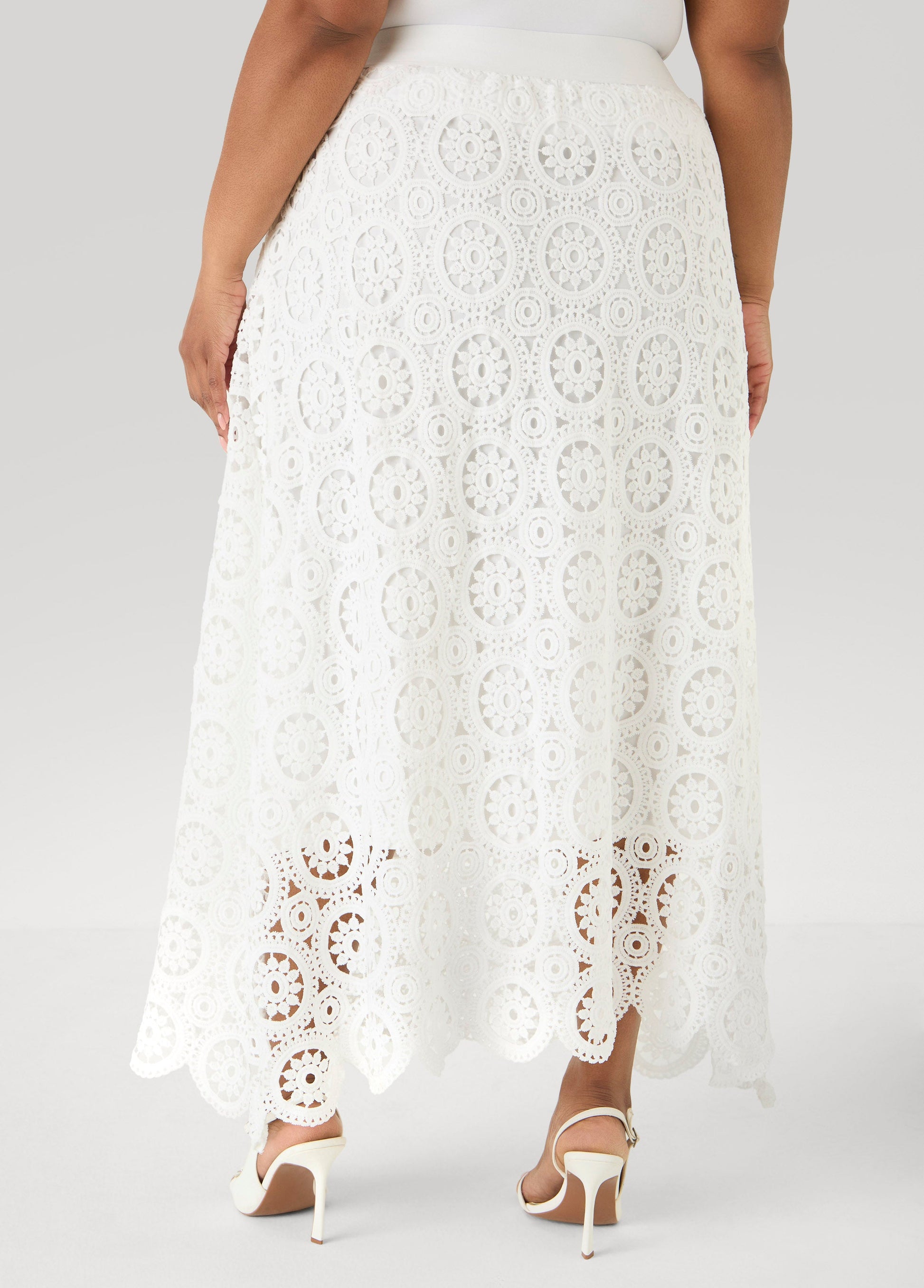 Ashley Stewart Crochet Maxi Skirt White