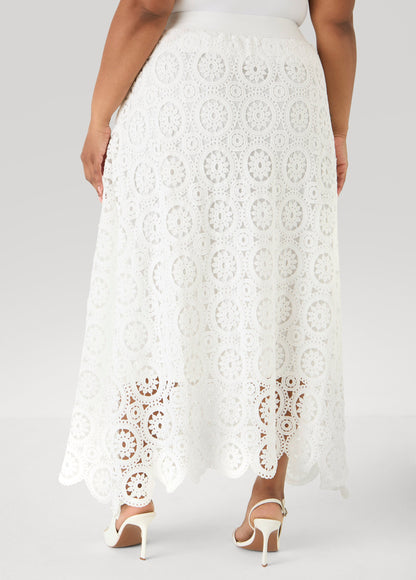 Ashley Stewart Crochet Maxi Skirt White