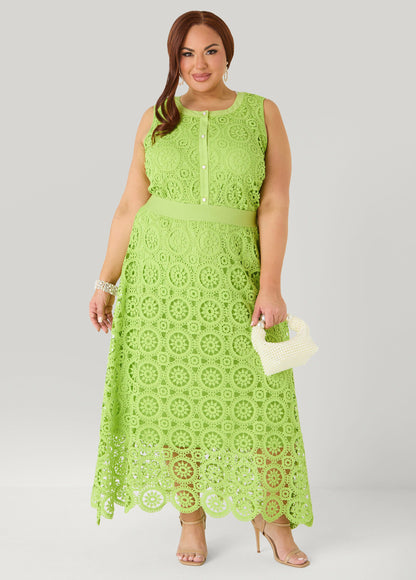Ashley Stewart Crochet Maxi Skirt White