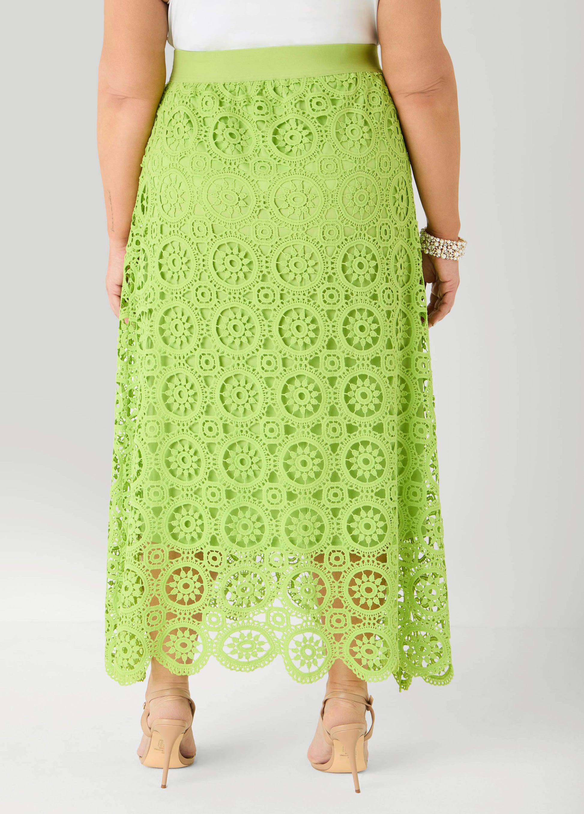 Ashley Stewart Crochet Maxi Skirt White