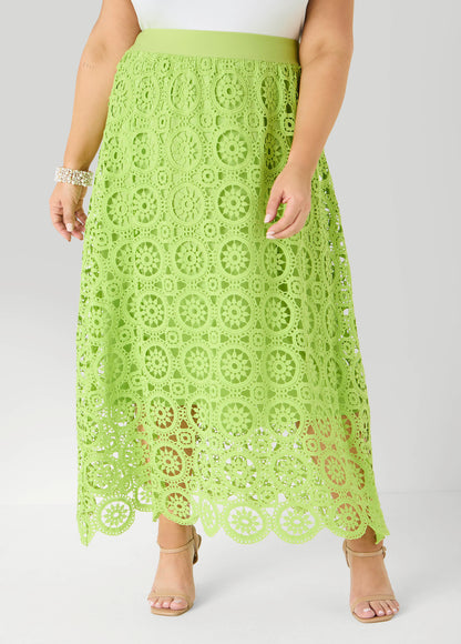 Ashley Stewart Crochet Maxi Skirt White