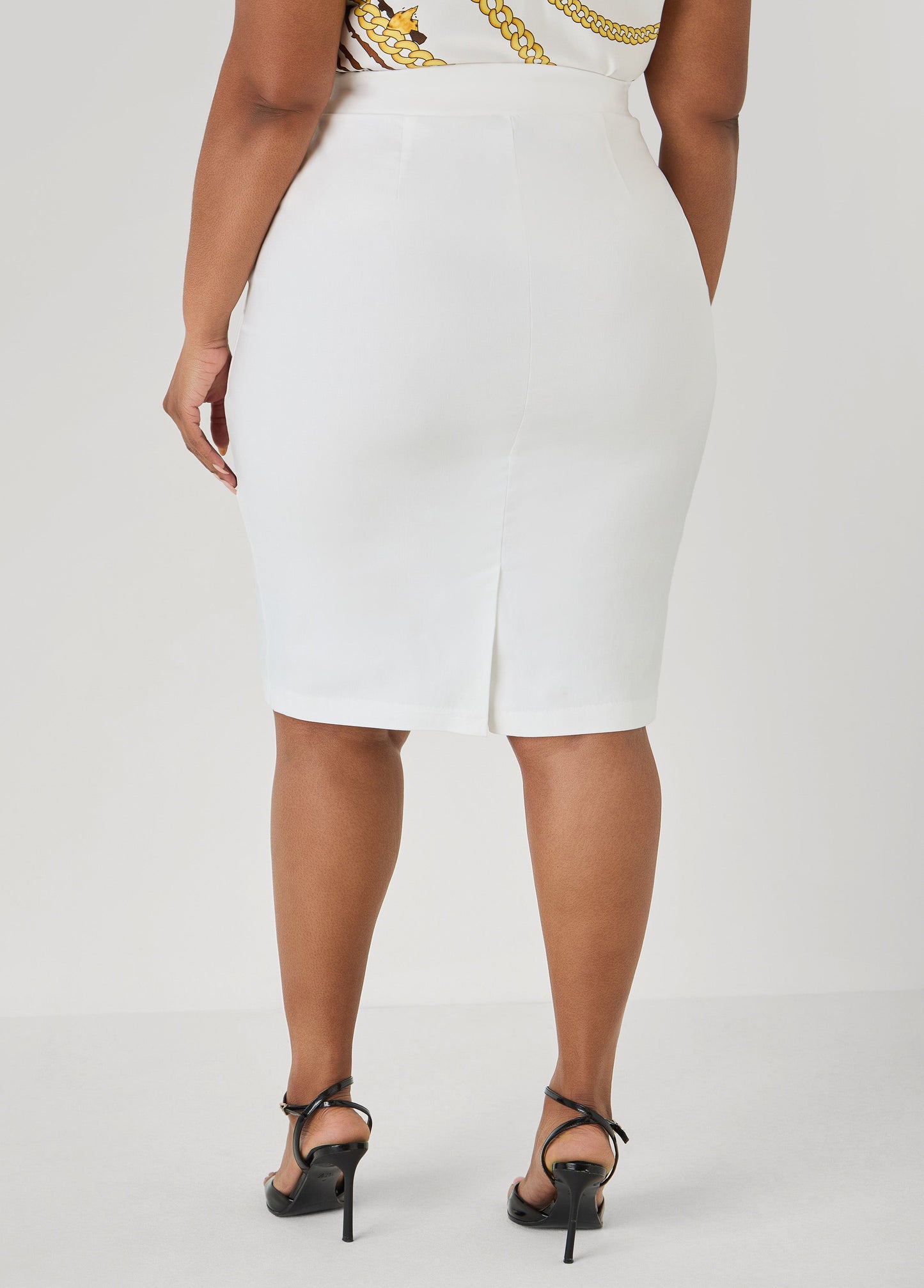 Ashley Stewart Millennium Twill Pencil Skirt White