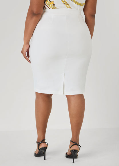 Ashley Stewart Millennium Twill Pencil Skirt White