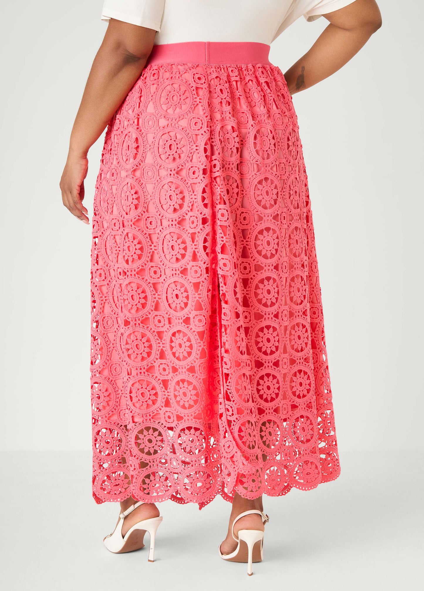 Ashley Stewart Crocheted Maxi Skirt Calypso Coral