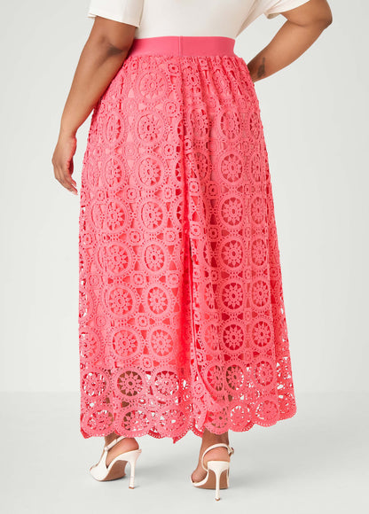 Ashley Stewart Crocheted Maxi Skirt Calypso Coral