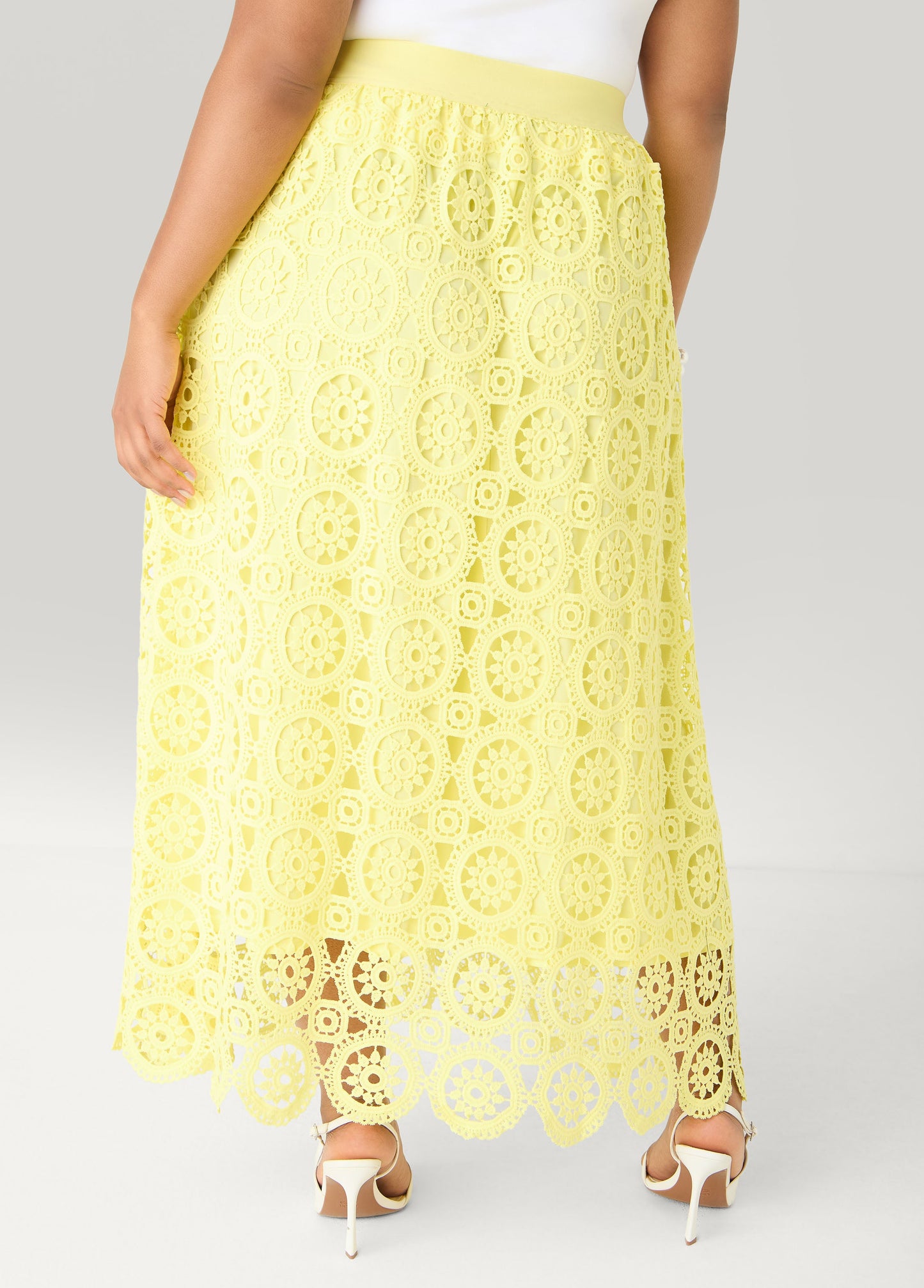 Ashley Stewart Crocheted Maxi Skirt Calypso Coral