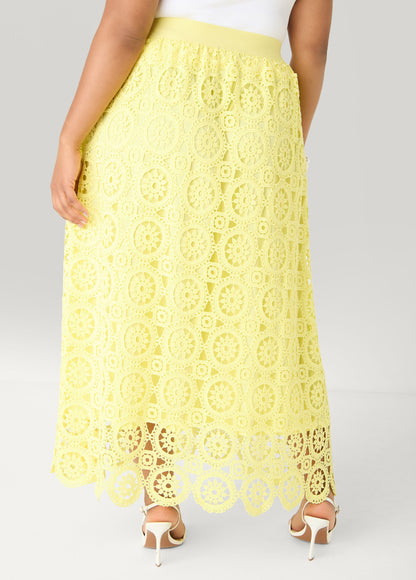 Ashley Stewart Crocheted Maxi Skirt Calypso Coral