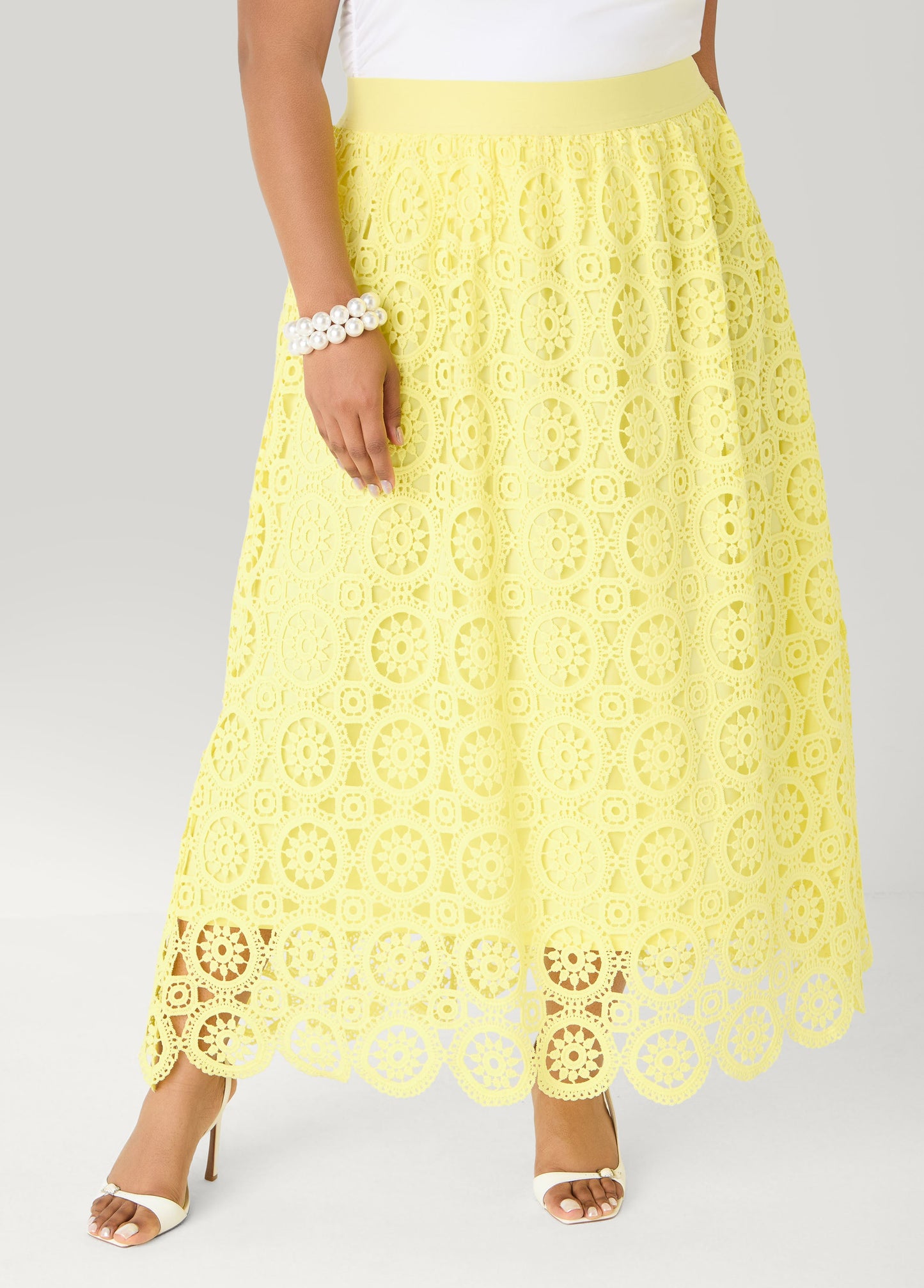 Ashley Stewart Crocheted Maxi Skirt Calypso Coral