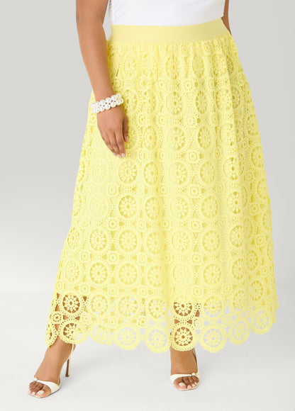 Ashley Stewart Crocheted Maxi Skirt Calypso Coral