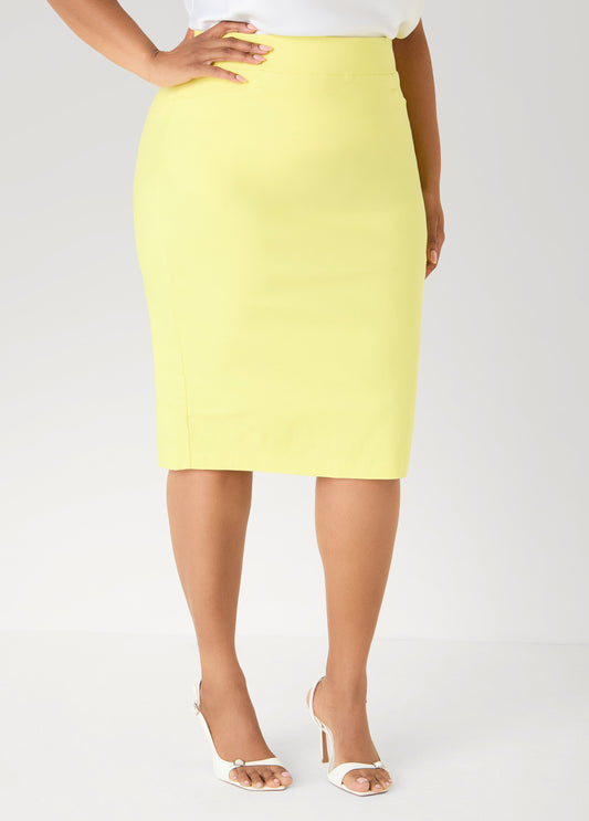 Ashley Stewart Millennium Slip On Pencil Skirt Canary Yellow