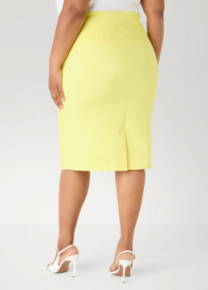 Ashley Stewart Millennium Slip On Pencil Skirt Canary Yellow