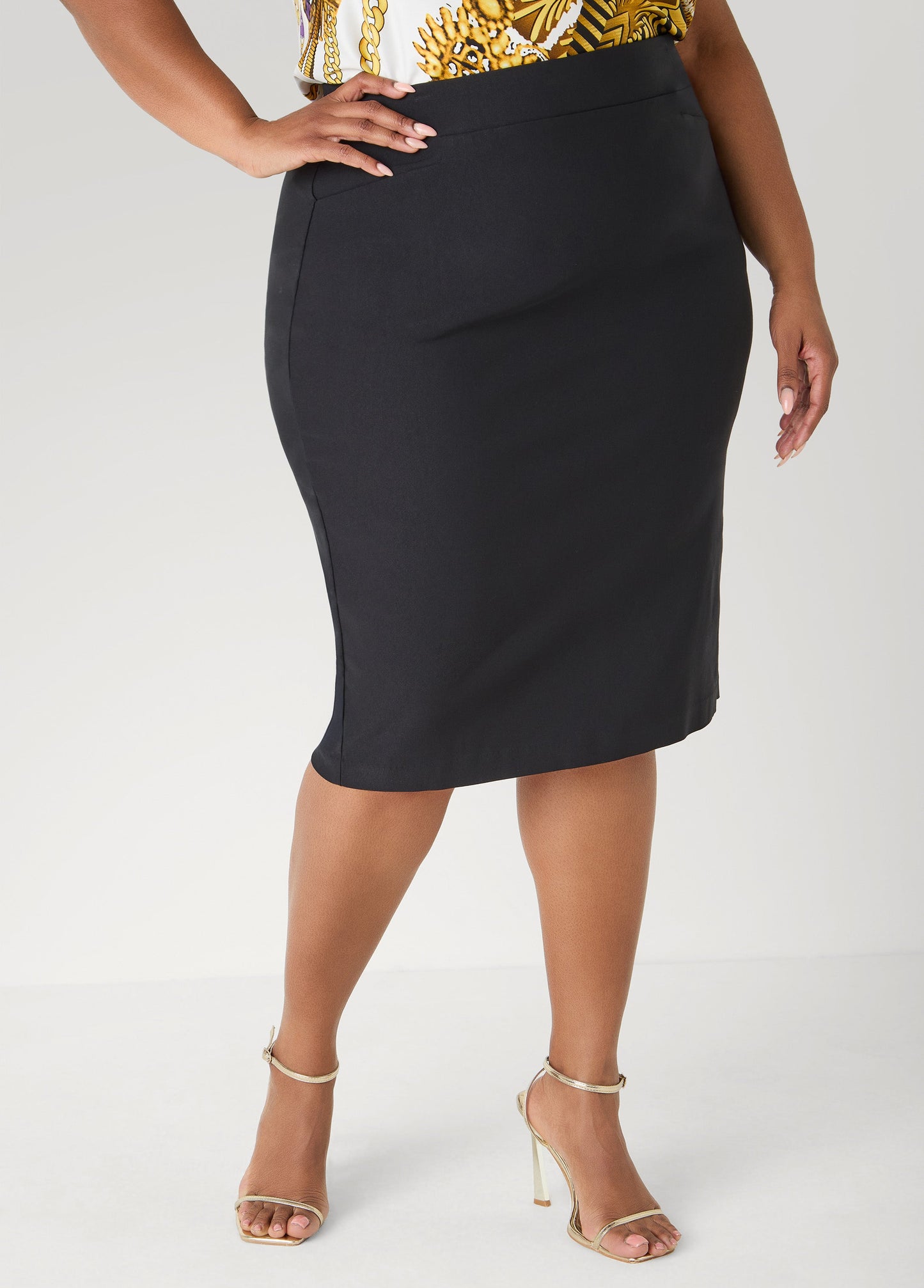 Ashley Stewart Millennium Pocket Front Skirt Black