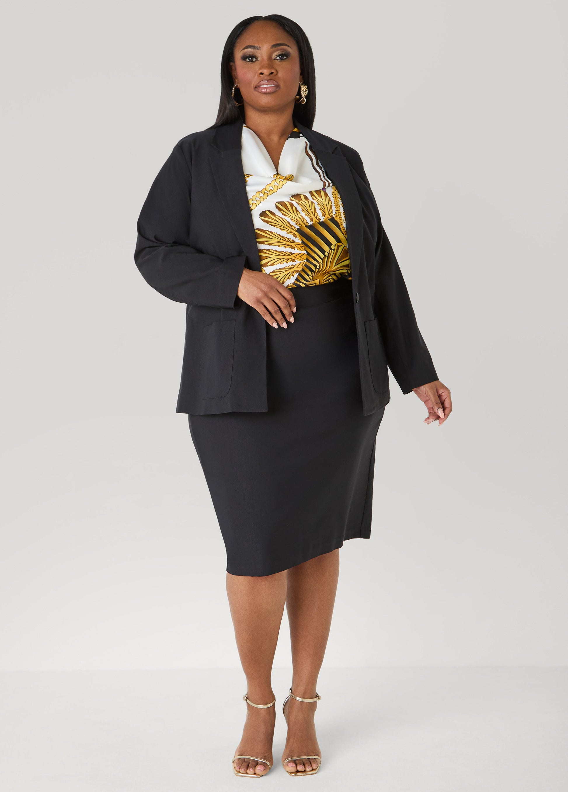 Ashley Stewart Millennium Pocket Front Skirt Black