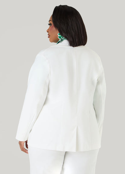 Ashley Stewart Millennium Button Up Blazer White