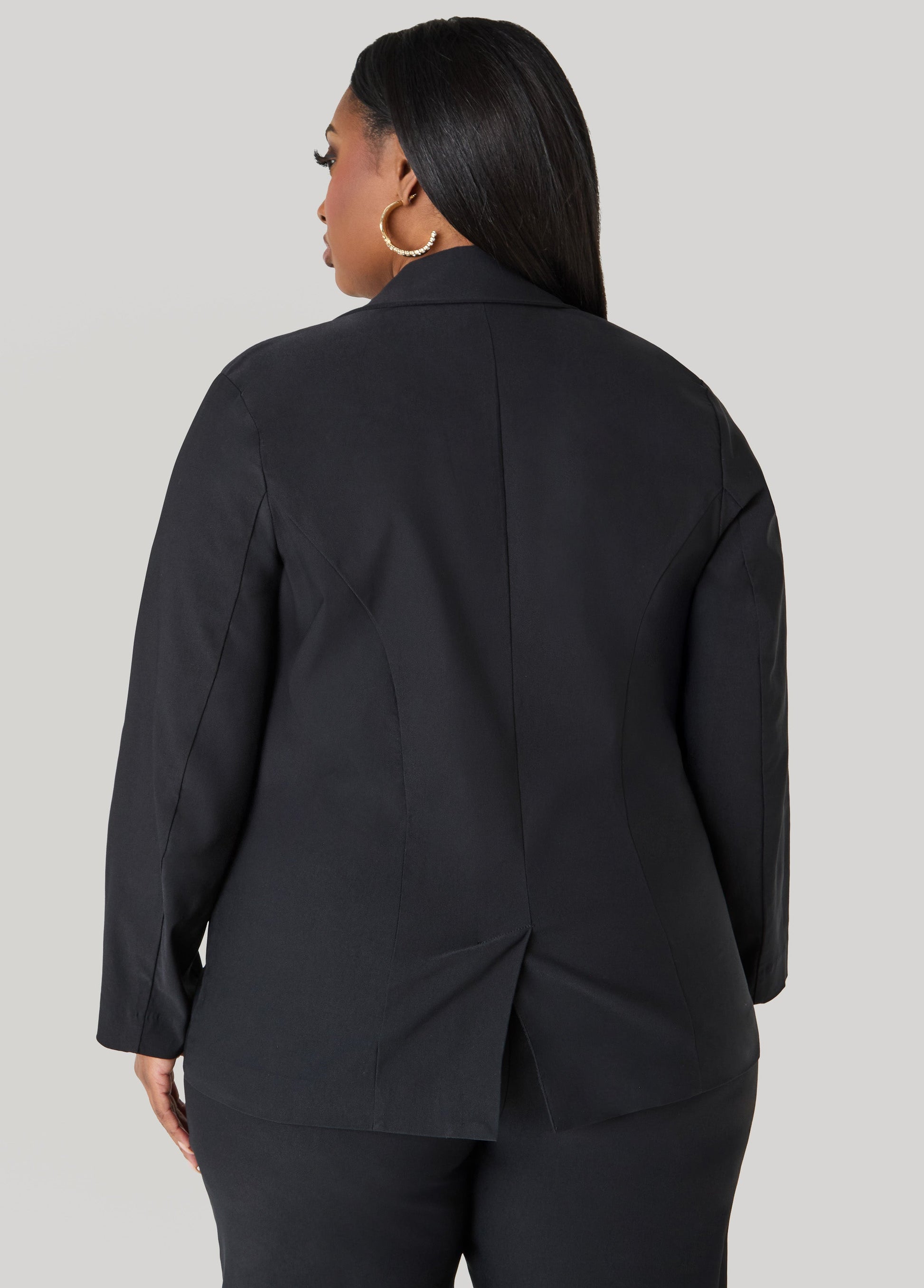 Ashley Stewart Millennium Buttoned Blazer Black