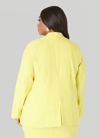 Ashley Stewart Millennium Button Front Blazer Canary Yellow