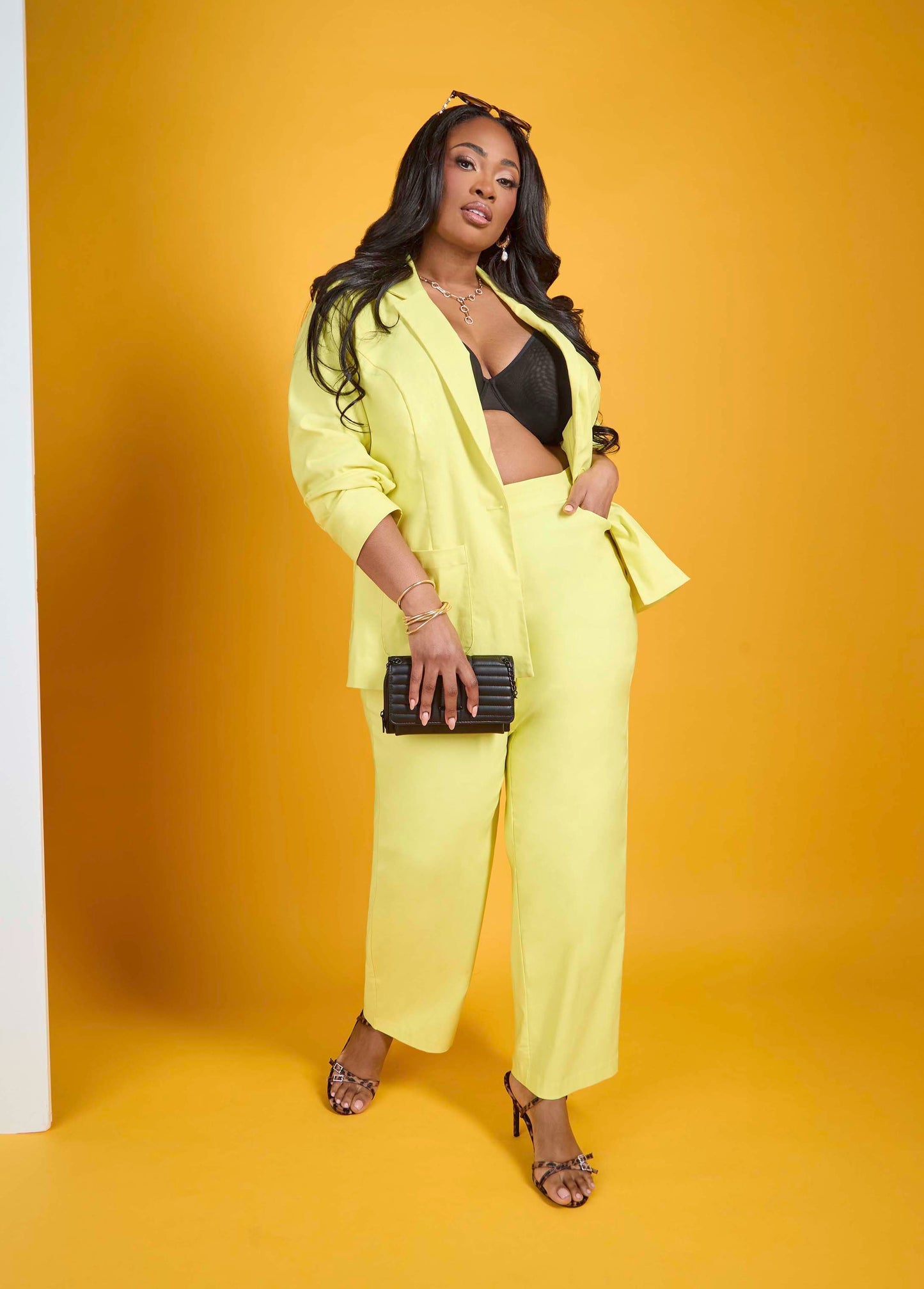 Ashley Stewart Millennium Button Front Blazer Canary Yellow