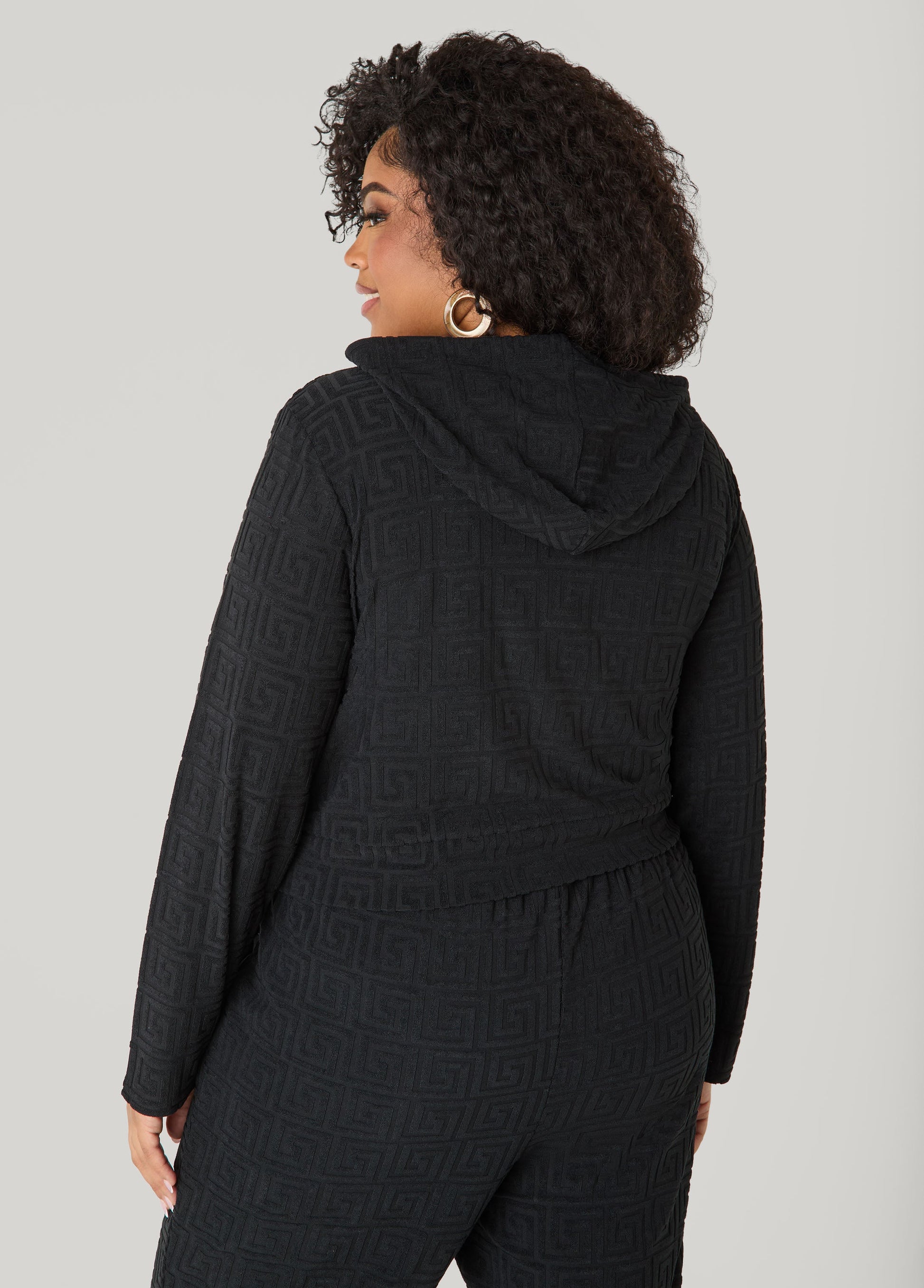 Ashley Stewart Greek Key Track Jacket Coffee Bean
