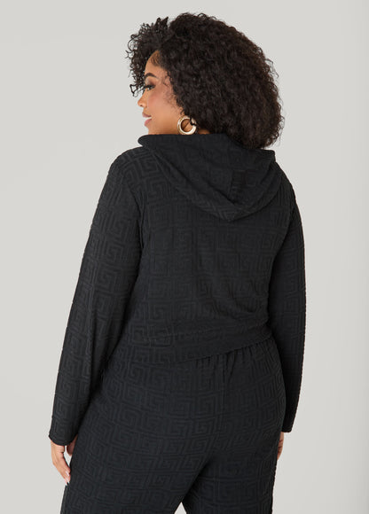 Ashley Stewart Greek Key Track Jacket Coffee Bean