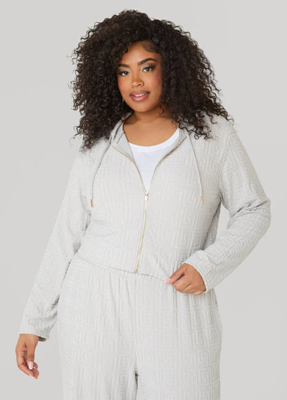 Ashley Stewart Greek Key Track Jacket Coffee Bean