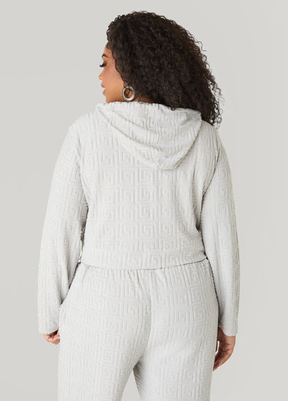 Ashley Stewart Greek Key Track Jacket Coffee Bean