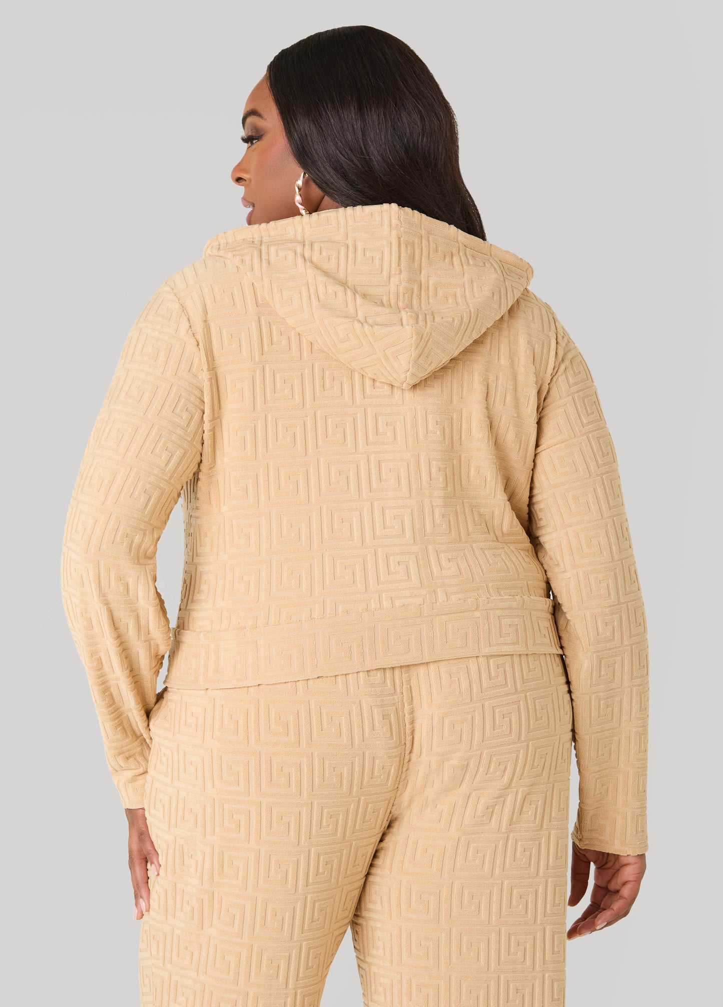 Ashley Stewart Greek Key Track Jacket Coffee Bean