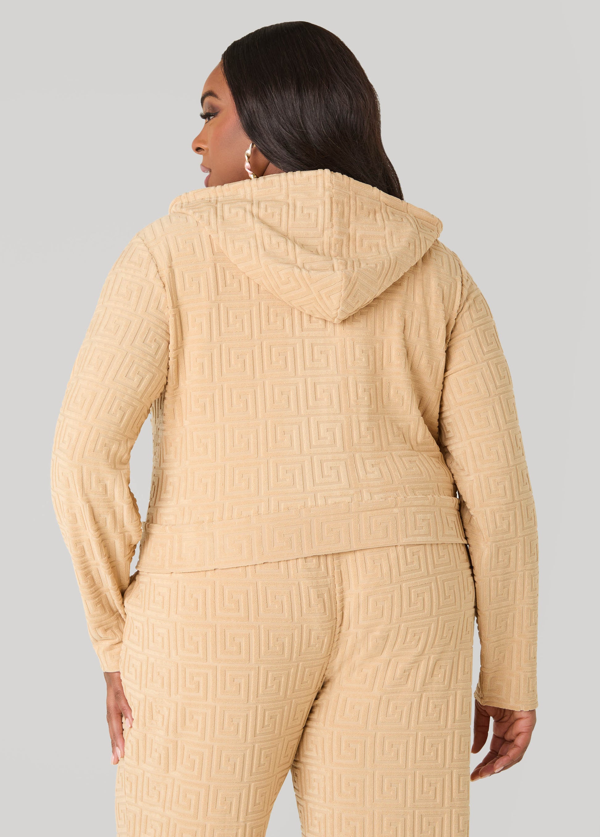 Ashley Stewart Greek Key Track Jacket Coffee Bean