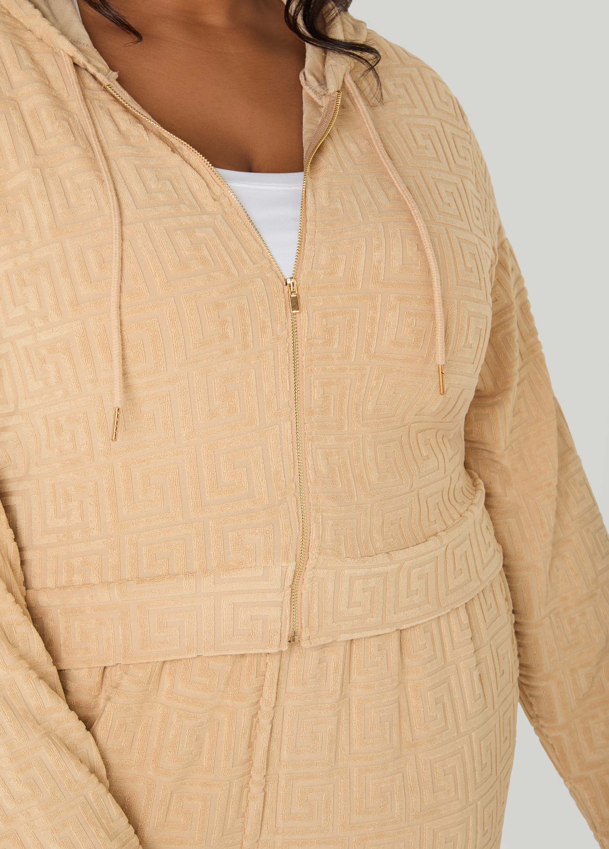 Ashley Stewart Greek Key Track Jacket Coffee Bean