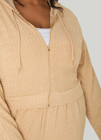 Ashley Stewart Greek Key Track Jacket Coffee Bean