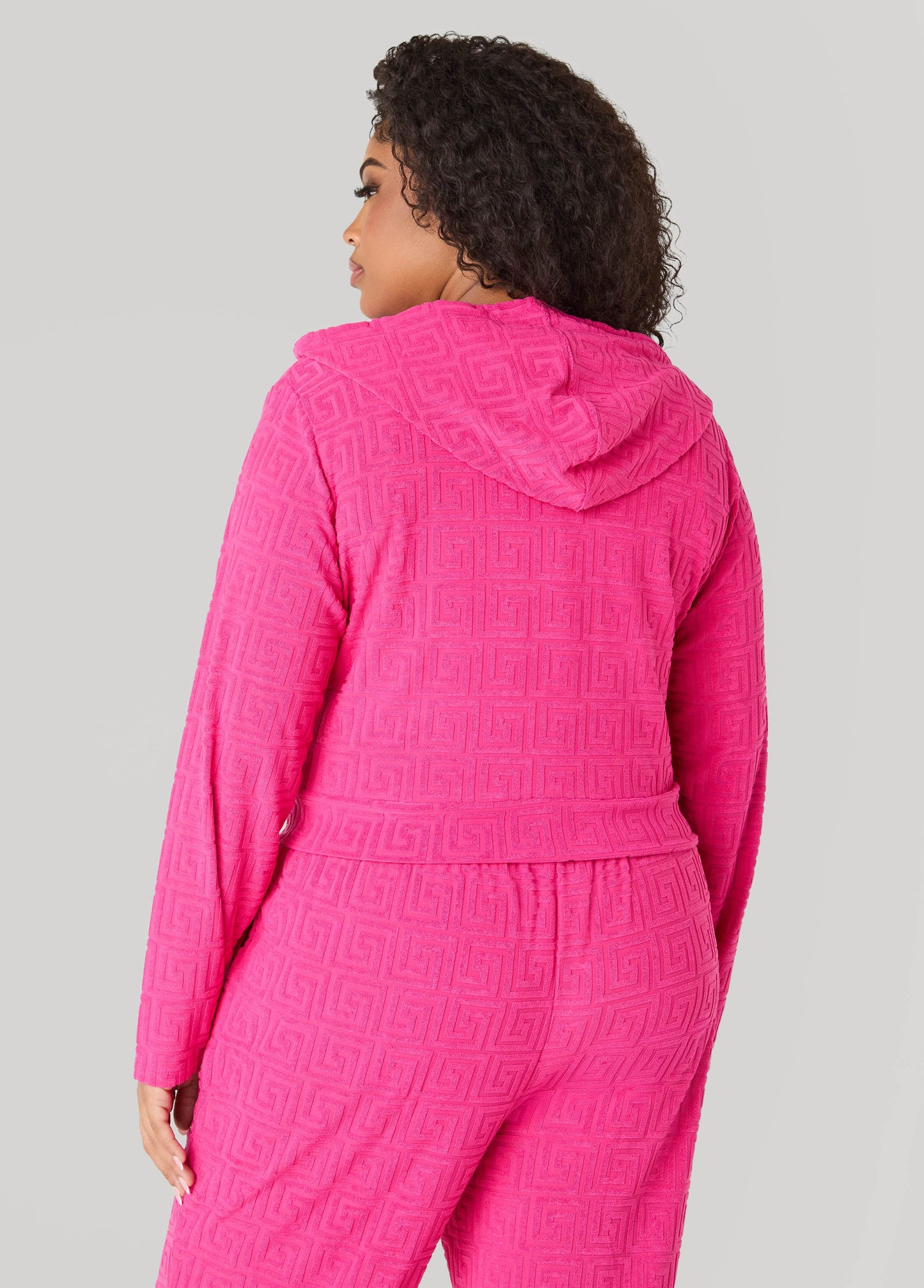 Ashley Stewart Greek Key Track Jacket Coffee Bean