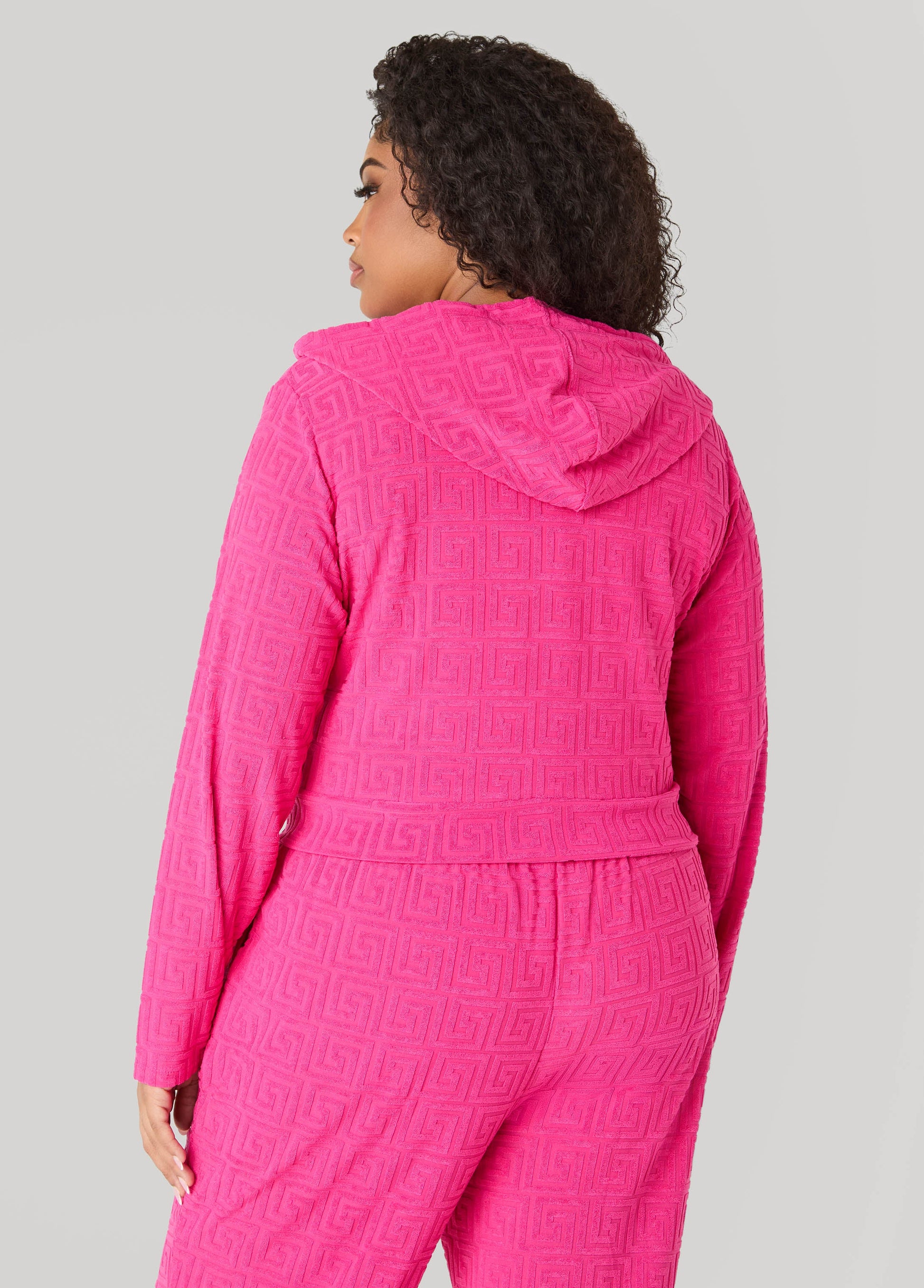 Ashley Stewart Greek Key Track Jacket Coffee Bean