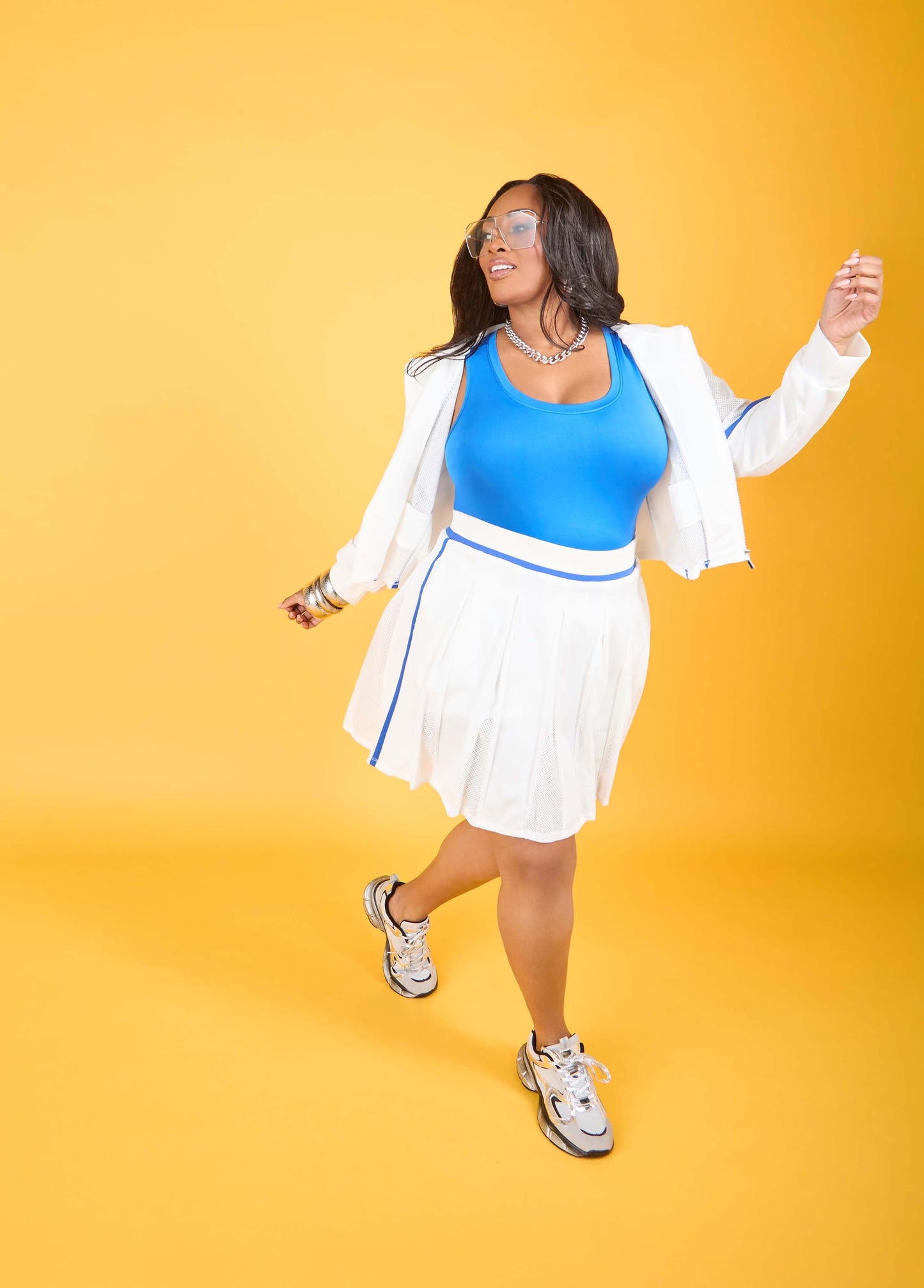 Ashley Stewart Cropped Mesh Paneled Track Jacket White