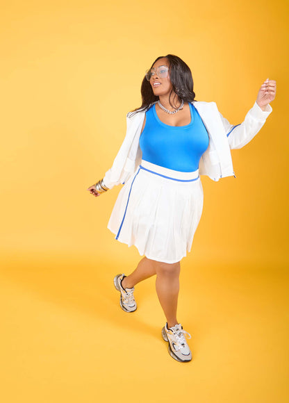 Ashley Stewart Cropped Mesh Paneled Track Jacket White