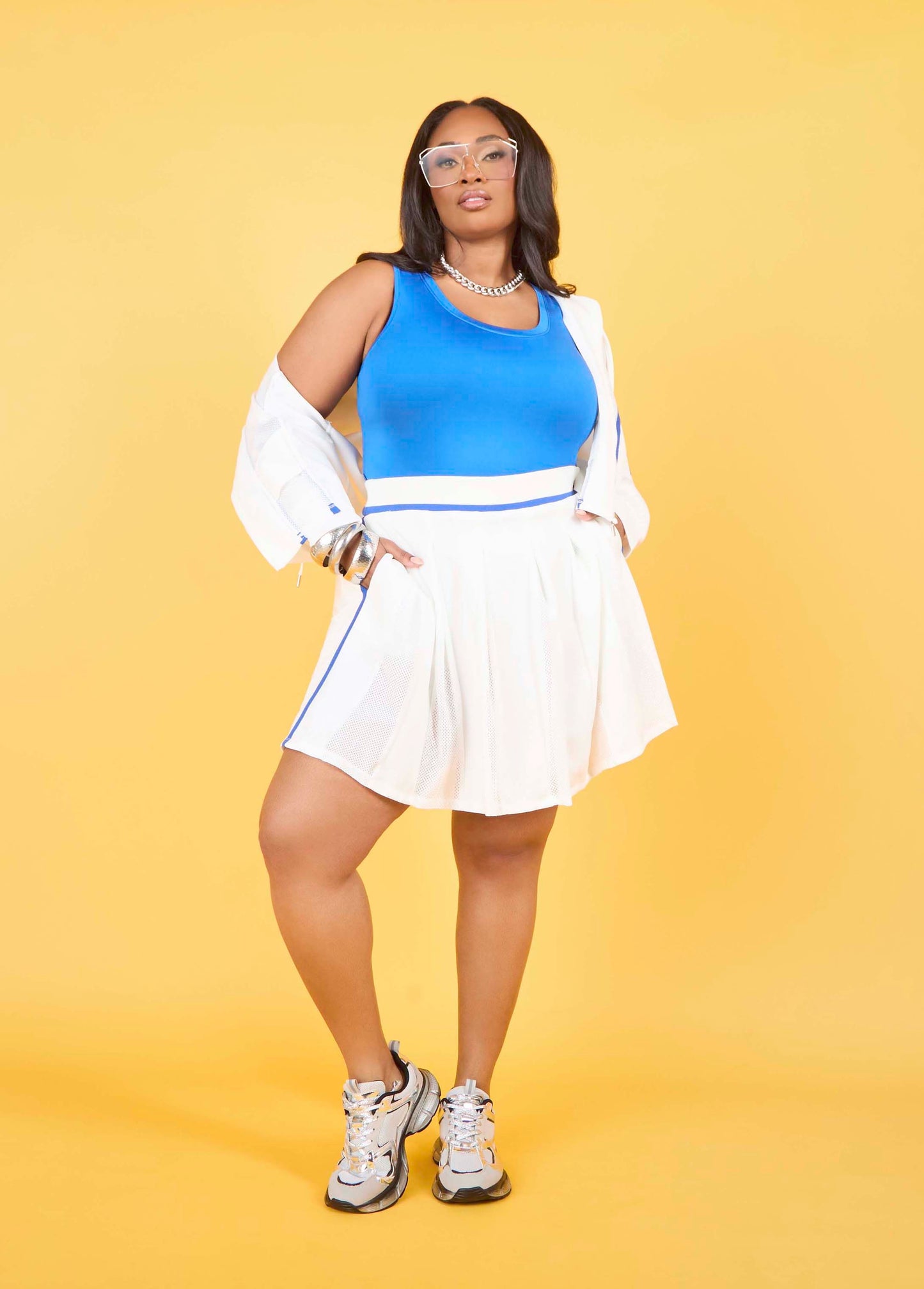Ashley Stewart Cropped Mesh Paneled Track Jacket White