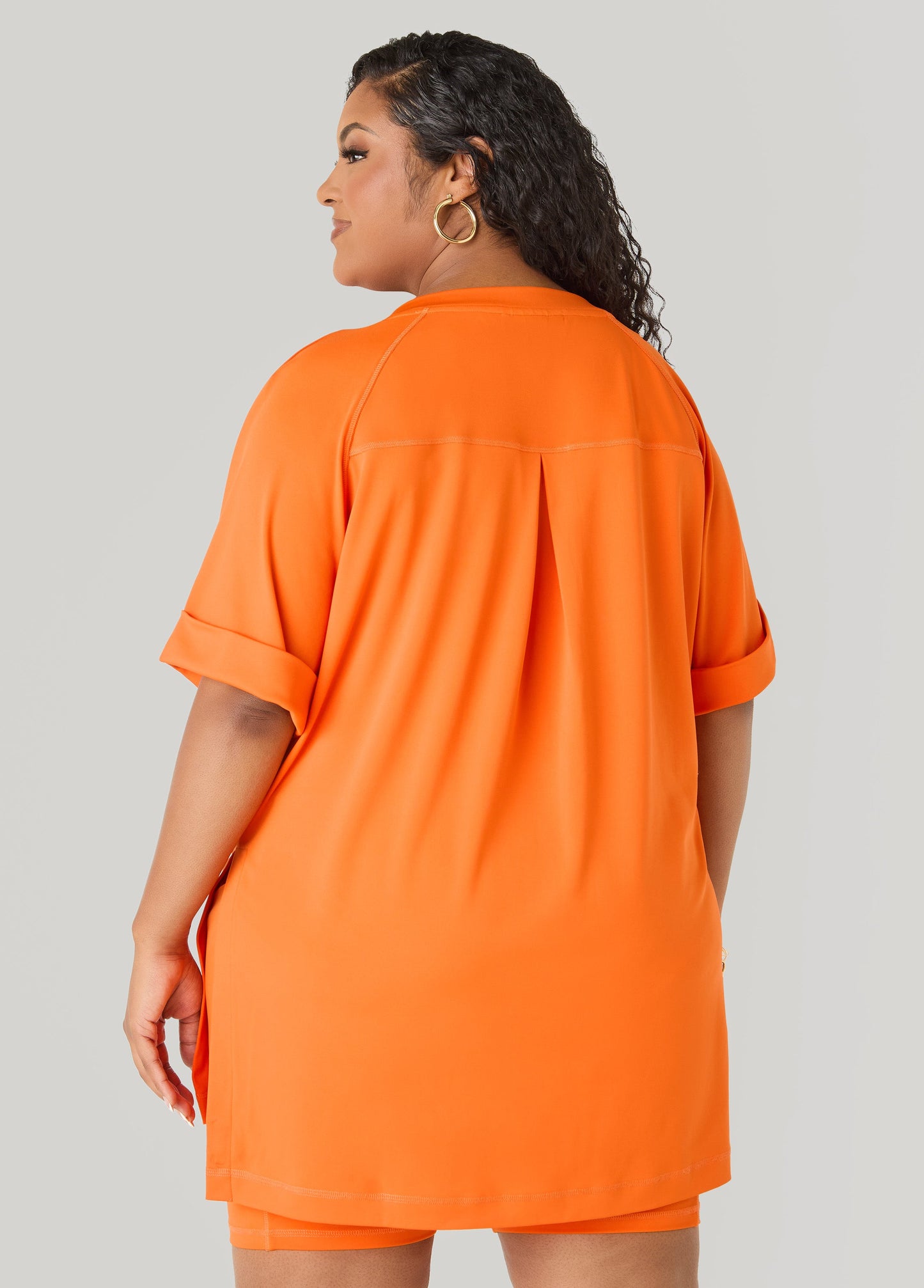Ashley Stewart Side Split Athletic Knit Top Caribbean Sea