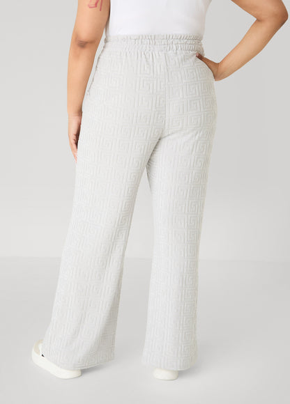 Ashley Stewart Greek Key Wide Leg Pants Coffee Bean