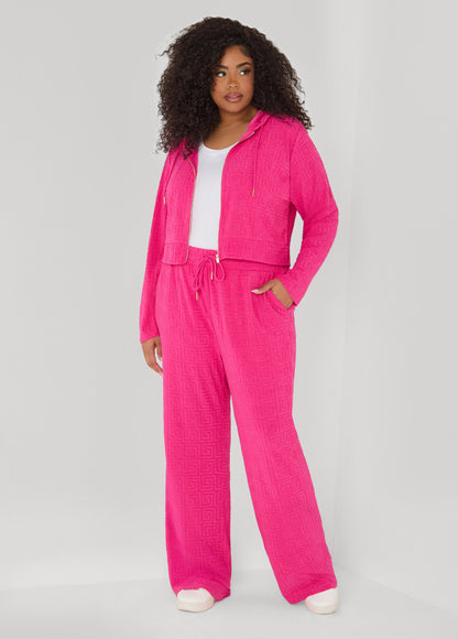Ashley Stewart Greek Key Wide Leg Pants Coffee Bean