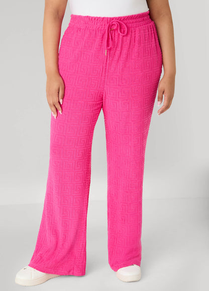 Ashley Stewart Greek Key Wide Leg Pants Coffee Bean