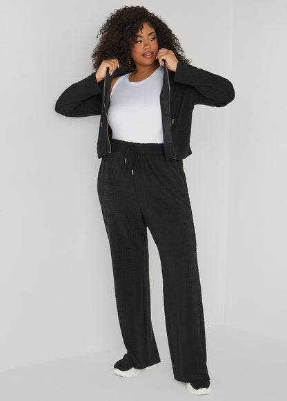 Ashley Stewart Greek Key Wide Leg Pants Coffee Bean